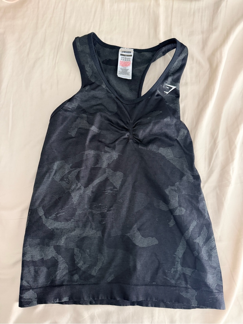 Gymshark black gray camo tank large